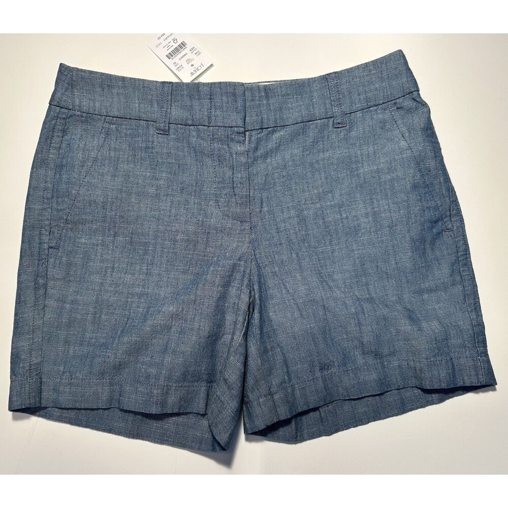 J Crew 5” Short Womens Size 00 28X5 Blue Chambray  Cotton Casual Beach NWT